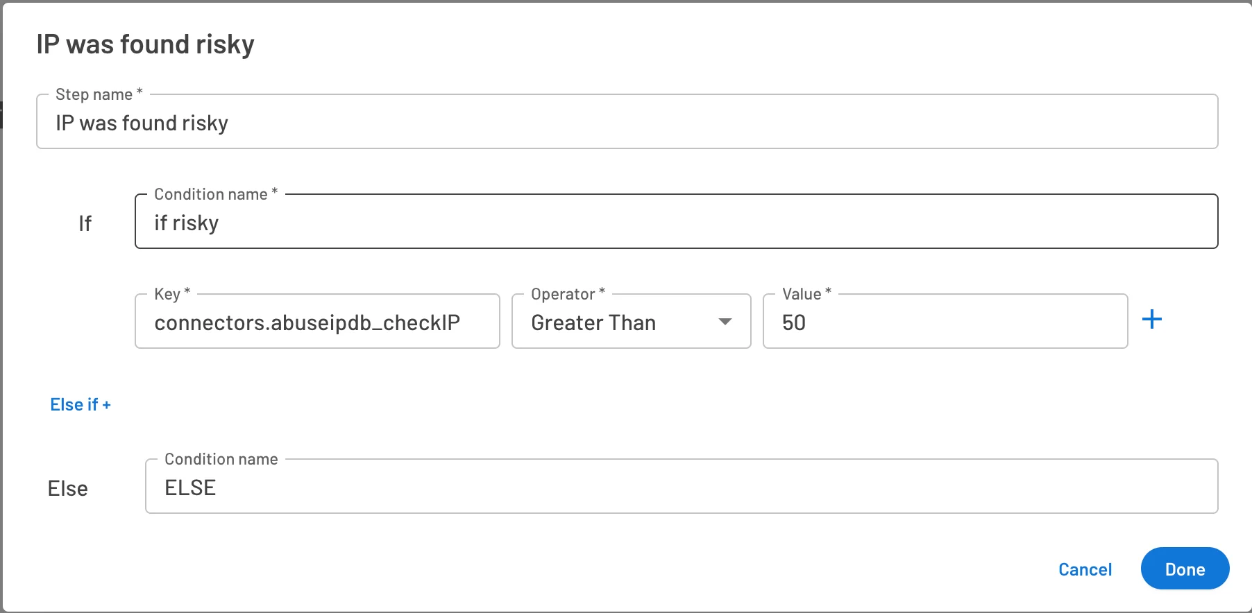 abuseipdb connector flow condition