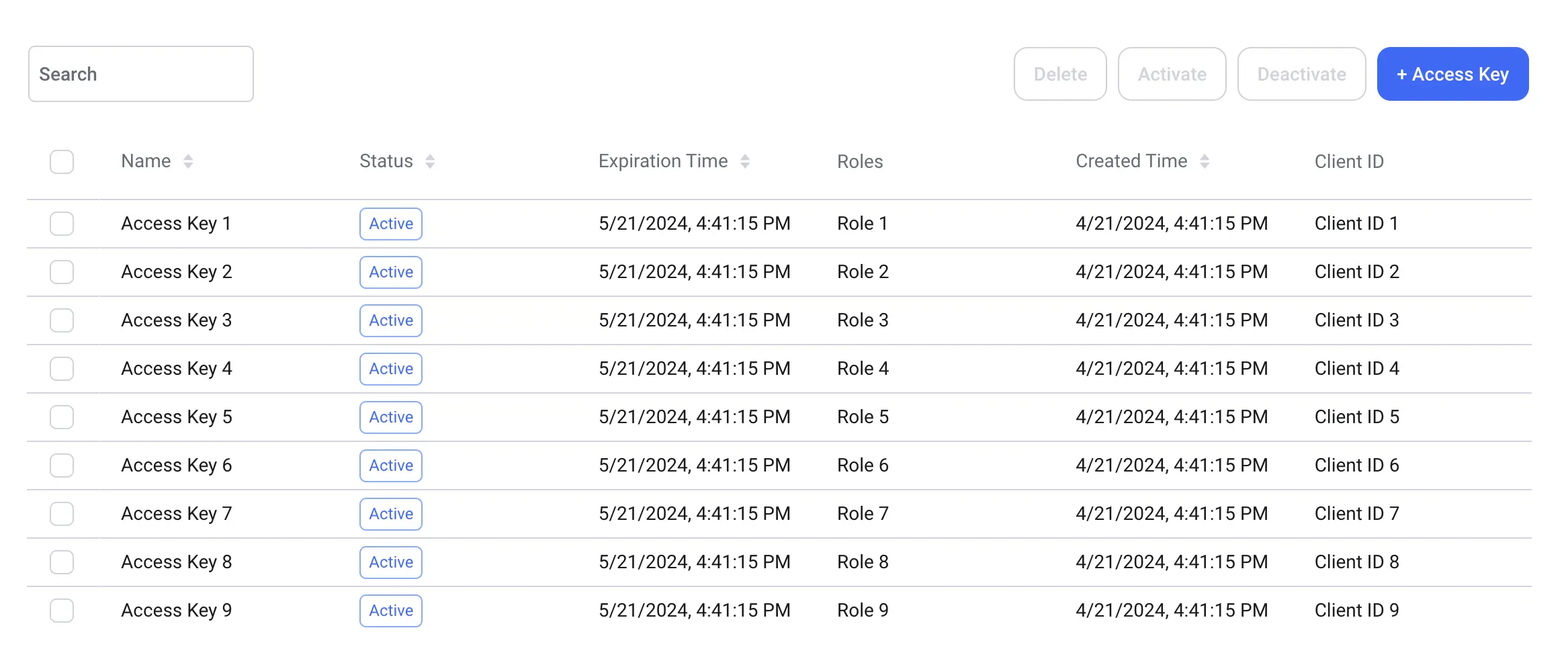 Descope access key management widget