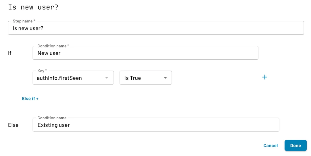 Descope user conditions conditional statements