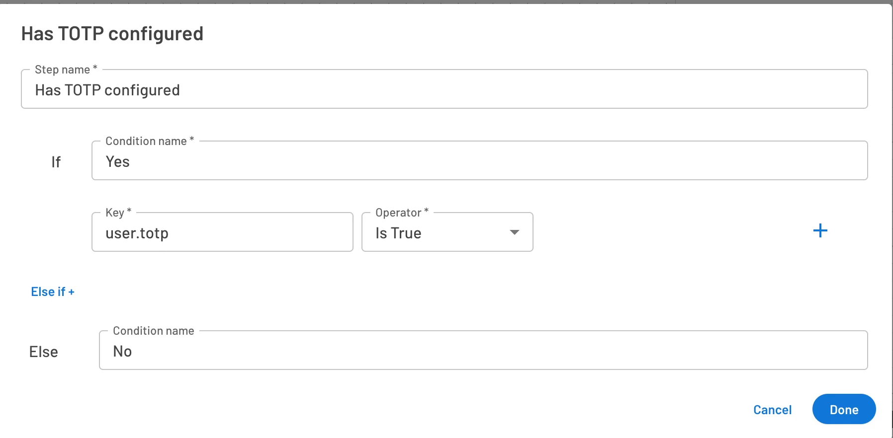 Descope user conditions user auth methods condition