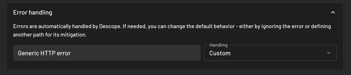Descope error handling config