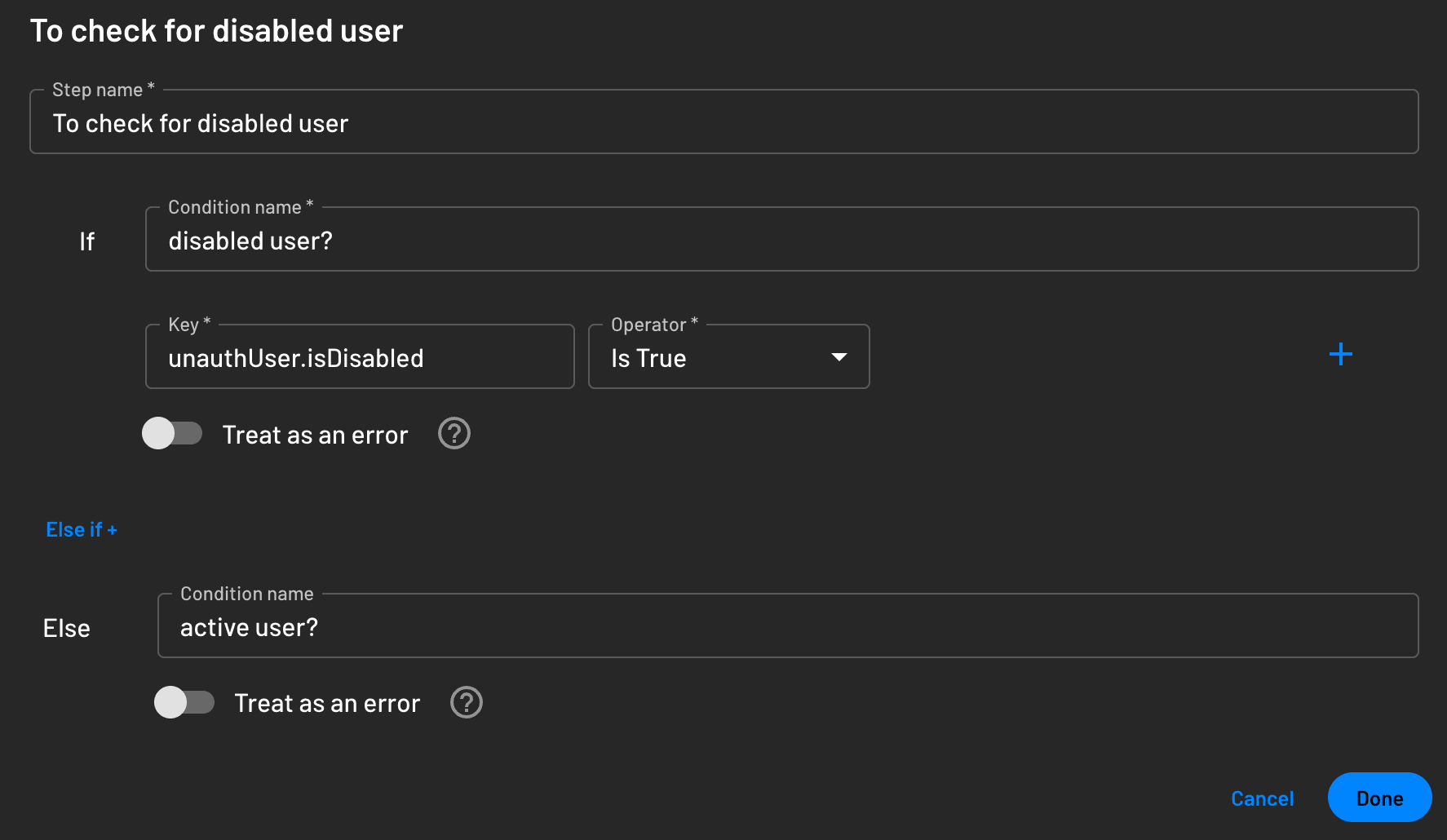 IsDisabled Example Condition