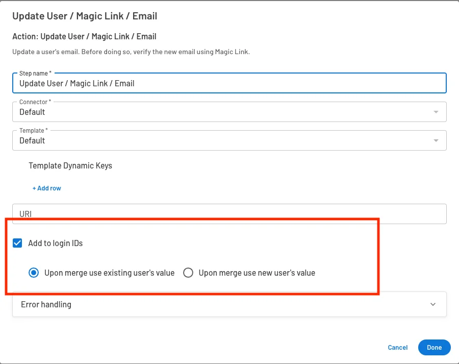 Descope custom social login with Microsoft, merge identity inside the flow