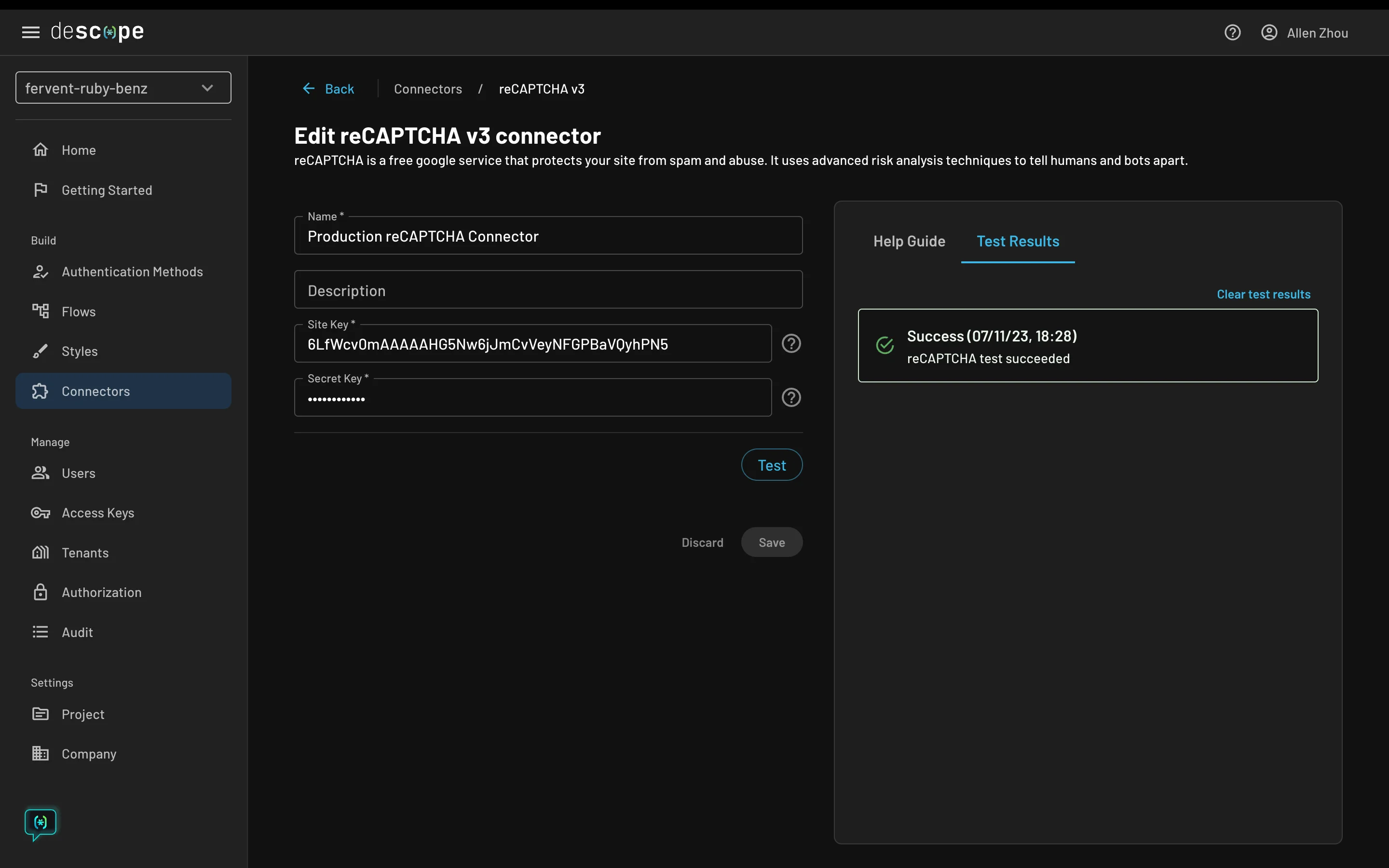 reCAPTCHA connector initialization