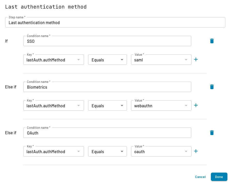 Descope remember me guide configuring conditional based on existing user and auth methods