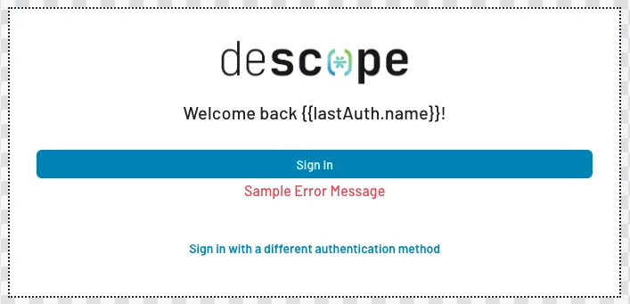 Descope remember me guide configuring welcome screen