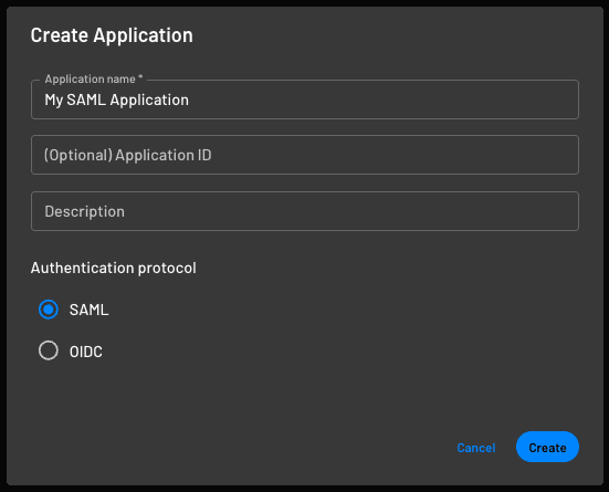 Create a SAML Application within Descope