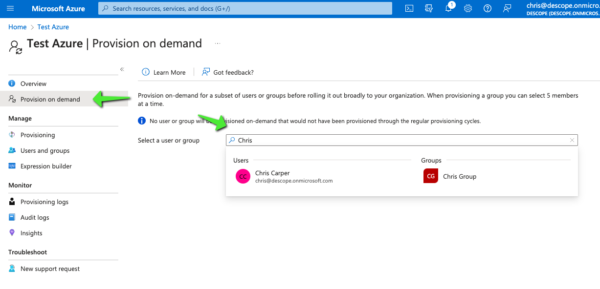 Descope SCIM start azure provisioning